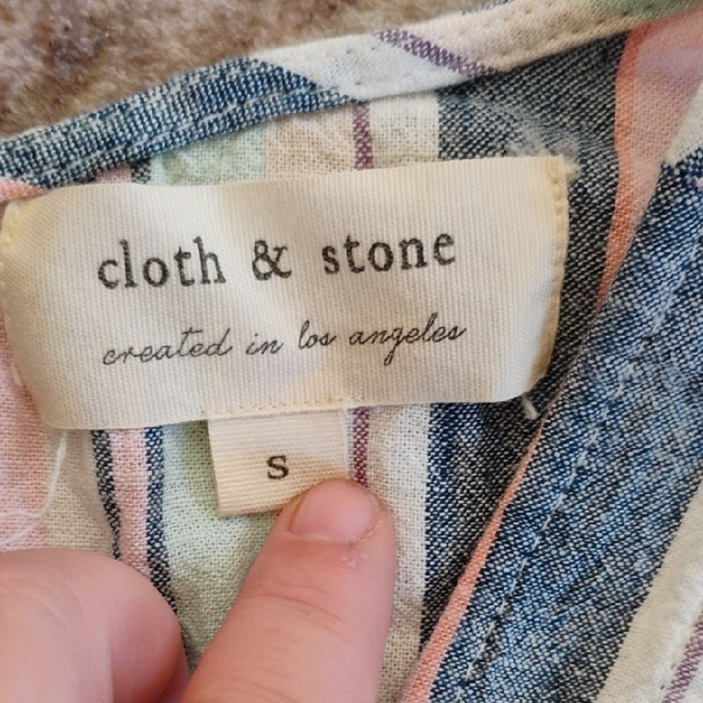 Anthropologie Cloth & Stone Small Sleevless Multicolor Striped Jumpsuit With Tie